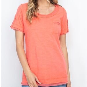New Coral Scoop Neck Inside-OutTee Shirt